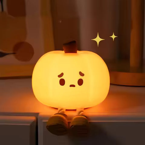 Cute Pumpkin LED Night Light Cartoon Silicone Lamp