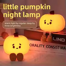 Cute Pumpkin LED Night Light Cartoon Silicone Lamp