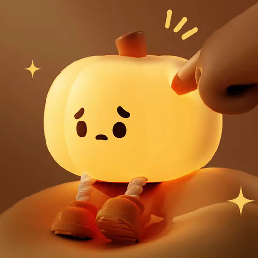 Cute Pumpkin LED Night Light Cartoon Silicone Lamp